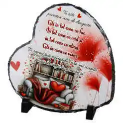 Placa ardezie inima "Tu esti povestea mea de dragoste..." 20x19 cm