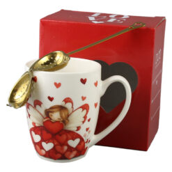 Alternative view of Cana portelan cu infuzor metalic inima, 360 ml, Ingeras cu inimioare, cu cutie cadou