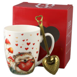 Cana portelan cu infuzor metalic inima, 360 ml, Arici cu inima, cu cutie cadou