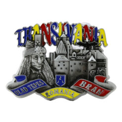 Magnet de frigider metalic  8 x 6 cm, Romania/Transilvania