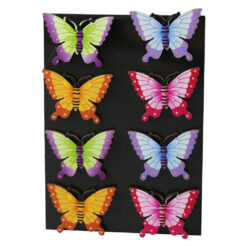Set 8 fluturi decorativi din lemn cu autoadeziv 3.5 cm