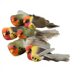 Set 6 pasari decorative cu clema 9 cm