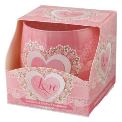 Lumanare parfumata Love in pahar, 100 gr, cu inimioara