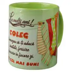 Alternative view of Cana ceramica "La multi ani! Coleg...esti cel mai bun!", 330 ml, cravate