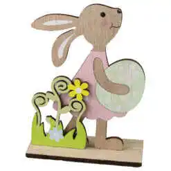 Decoratiune din lemn, Iepuras 11x15 cm, Fata/Baiat