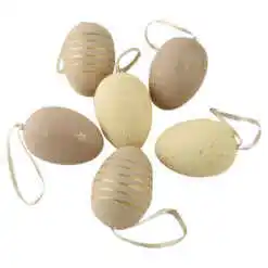 Set 6 oua din plastic 4x6 cm, natur & auriu