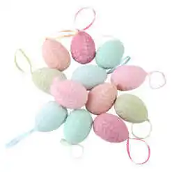 Set 12 oua din plastic 4x6 cm, culori pastel