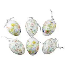 Set 6 oua din plastic 4x6 cm, flori de camp