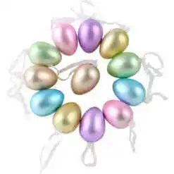 Set 12 oua din plastic 3x4 cm, sidefate pastel