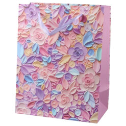 Punga cadou din hartie 18x23 cm, Flori pastel