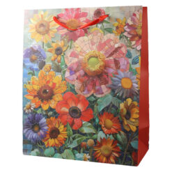 Punga cadou din hartie 26x32 cm, Flori de mozaic