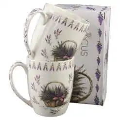 Alternative view of Set 2 cani din portelan 350 ml "Basket of Flowers-Lavanda", in cutie decorativa