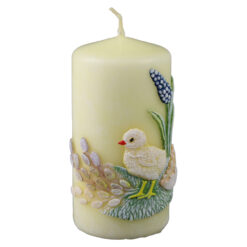 Alternative view of Lumanare de Paste 5x10 cm, decorat cu pui si flori