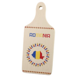 Tocator decorativ "Romania" 9.5 x 23 cm - Harta Romaniei Tricolor