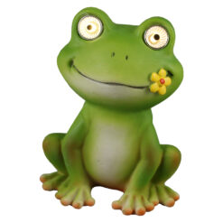 Figurina Broscuta din rasina, cu lampa solara, 13 cm