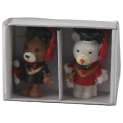 Alternative view of Set 2 ursuleti absolventi din rasina - maro si alb 3 x 5 cm