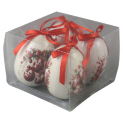 Alternative view of Set 4 oua din plastic 4 x 6 cm, albe & rosii cu iepurasi