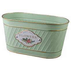 Ghiveci oval din metal 23 x 11.5 cm, "Market fresh Flowers"