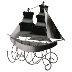 Alternative view of Suport sticla de vin, din metal - Corabie 33 x 11 x 34 cm