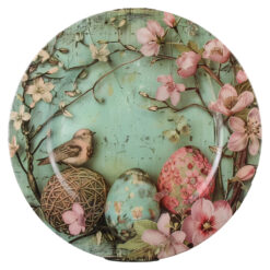 Tava din plastic cu pasare si oua colorate, 33 cm