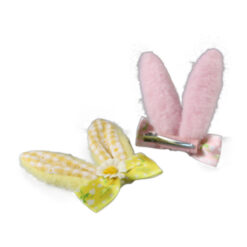 Alternative view of Set 2 decor cu clama Urechi de iepuras 9 x 8 cm, roz & galben