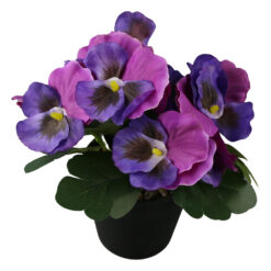 Floare artificiala Panseluta in ghiveci 19 cm, mov/roz