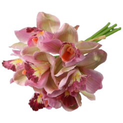 Buchet artificial cu orhidee 27 cm, Roz/Alb