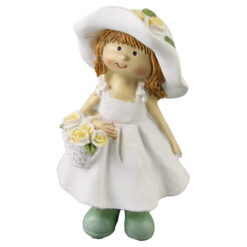 Alternative view of Figurina Fetita din rasina cu palarie si trandafiri, 14 cm