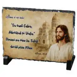 Placa ardezie "Isus i-a zis: Eu sunt calea...", 19 x 14 cm