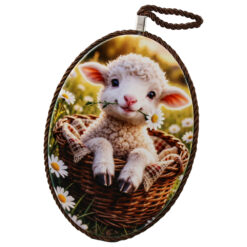 Suport oale decor din ceramica de Paste, 14 x 20 cm, Miel