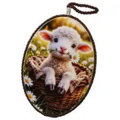 Suport oale decor din ceramica de Paste, 14 x 20 cm, Miel