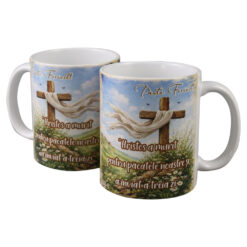 Alternative view of Cana ceramica "Paste Fericit, Hristos a murit pentru pacatele noastre...", 330 ml