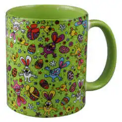 Cana ceramica de Paste, 330 ml, cu iepurasi colorati