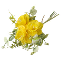 Buchet artificial cu narcise galbene si verdeata 41 cm