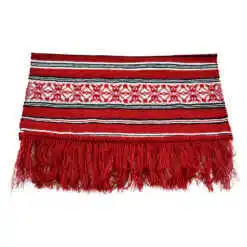 Servetel artizanal traditional 40x40 CM Rosu/Alb/Negru, cu franjuri