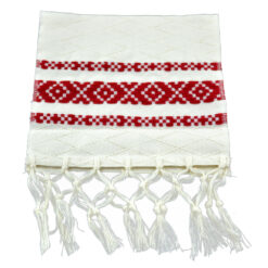 Stergar artizanal 40x17 cm, Crem/rosu