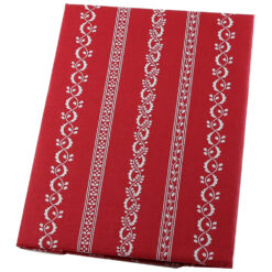 Fata de masa cu motiv traditional 140x220 CM, din bumbac, rosu cu alb