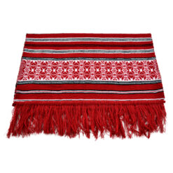 Stergar artizanal traditional 150x47 CM Rosu/Alb, cu franjuri