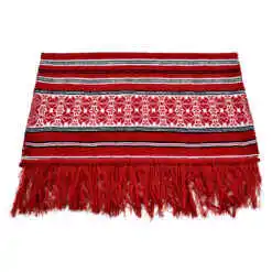 Stergar artizanal traditional 150x47 CM Rosu/Alb, cu franjuri