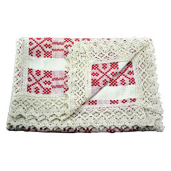 Fata de masa artizanat 110x50 CM Crem/Rosu, 80 % bbc, 20 % acril