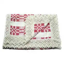Fata de masa artizanat 110x50 CM Crem/Rosu, 80 % bbc, 20 % acril