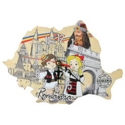 Alternative view of Ceas de perete din lemn Harta - Romania 25x17 CM