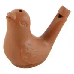 Fluier Pasare din ceramica cu apa 6 cm, Maro