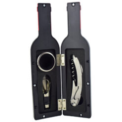 Set 3 accesorii de vin in cutie cu forma de sticla 24 CM