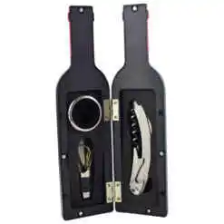 Set 3 accesorii de vin in cutie cu forma de sticla 24 CM