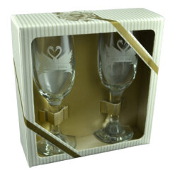 Set 2 pahare sampanie nunta "Casa de piatra", lebede