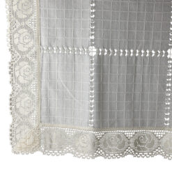 Fata de masa rustica din bumbac 140 x 230 cm, cu dantela trandafir