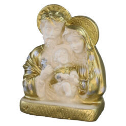 Statueta din ipsos Sfanta Familie 11 x 6 x 14 cm alb / auriu, in cutie
