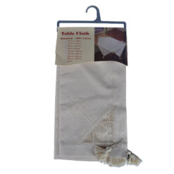 Fata de masa tip runner din bumbac 50 x 180 cm, cu dantela si broderie
