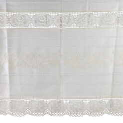 Perdea rustica din bumbac 100 x 150 cm, cu dantela trandafir si brodarie